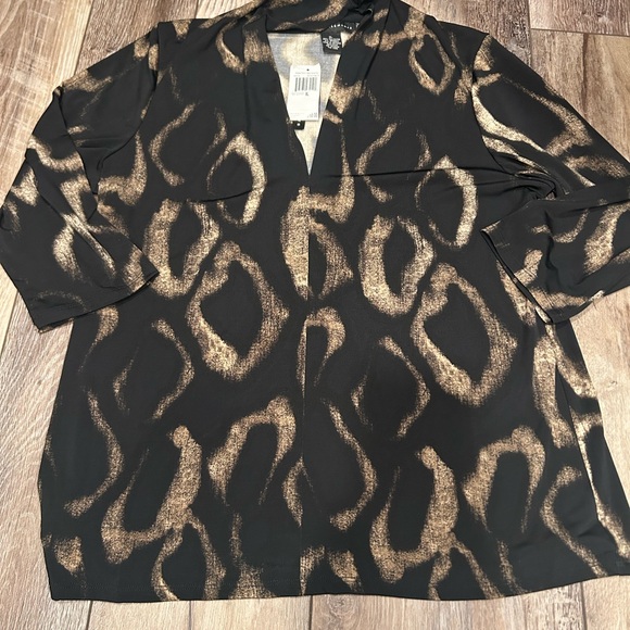 NEW! Grace Elements Black and Gold Abstract Pullover Blouse Size XL - Picture 3 of 7